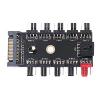 Контроллер 4 Pin 10 x Cooler Fan hub SATA (Black)