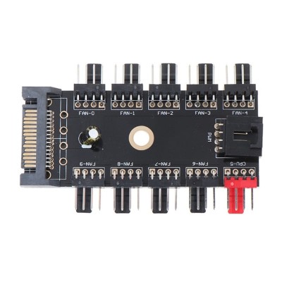 Контролер 4 Pin 10 x Cooler Fan hub SATA (Black)
